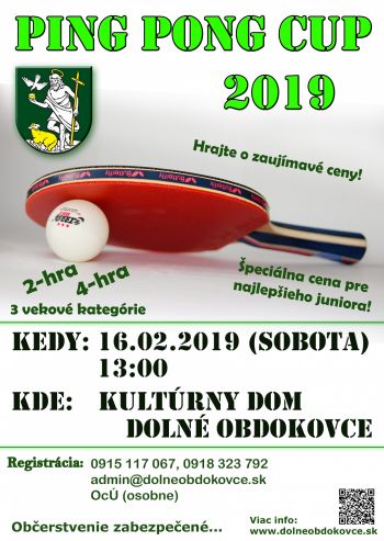 Ping Pong CUP 2019 - poster SVK